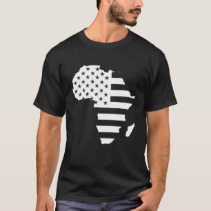 Camiseta bandeira americana em forma de África Mês da Histó