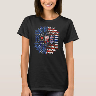 Camiseta Bandeira Americana Enfermeira Sunflower Independên
