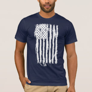 Camiseta Bandeira Americana Envelhecida Branca