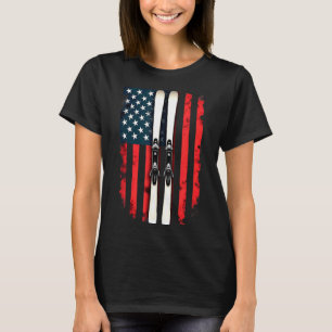 Camiseta bandeira americana esqui alpino esquiador bandeira