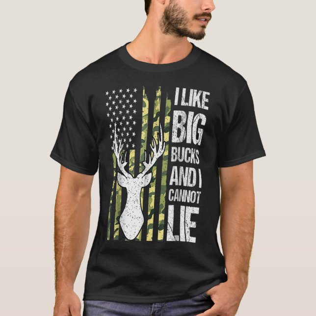 Camiseta Bandeira Americana Eu Gosto De Grandes Bucks E Não (Frente)