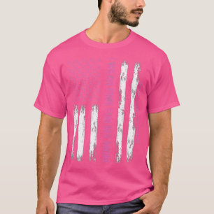 Camiseta Bandeira Americana Eu Visto Rosa Para O Meu Cancer