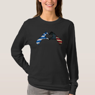 Camiseta Bandeira americana EUA Grécia Bandeira EUA coração