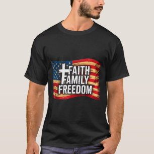 Camiseta Bandeira Americana Fé Família Dom Cristão