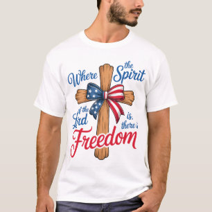 Camiseta Bandeira Americana Fé Religiosa 4 de Julho Liberda