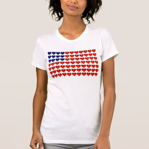 Camiseta Bandeira americana feita dos corações