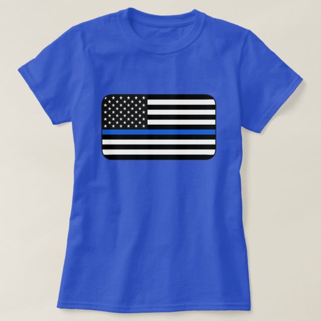 Camiseta Bandeira americana fina de Blue Line (Frente do Design)