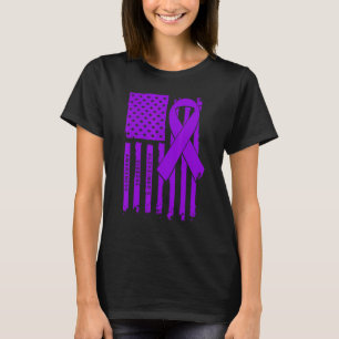 Camiseta Bandeira Americana Fita Roxa Doença de Alzheimer C