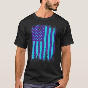 Camiseta Bandeira Americana Fita Suicídio Sensibilização Cu