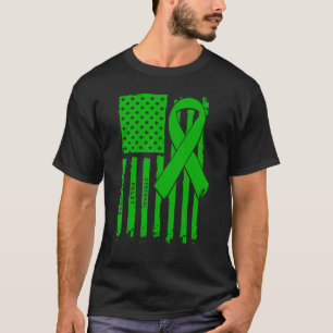 Camiseta Bandeira Americana Fita Verde Conscientização Para