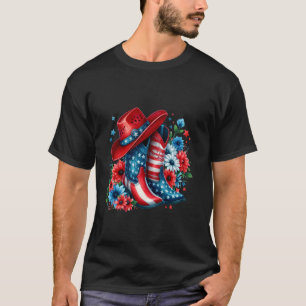 Camiseta Bandeira Americana Floral 4 De Julho Patriótico Co
