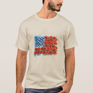 Camiseta Bandeira Americana FloralFlor Patriótico, 4 de Jul