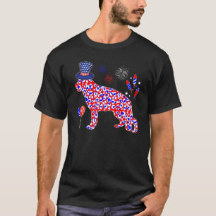 Camiseta Bandeira Americana Fofa Leopardo Cão Pastor Alemão