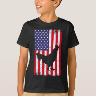 Camiseta Bandeira Americana Frango Galo Animal de Fazenda R