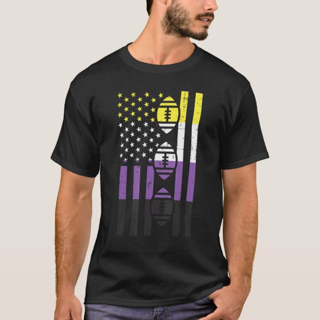 Camiseta Bandeira Americana Futebol Não Binário Enby Nb Pri (Frente)