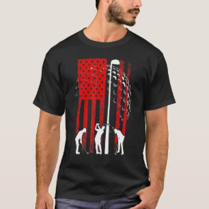 Camiseta Bandeira Americana Golf Vintage 4 De Julho Golfer
