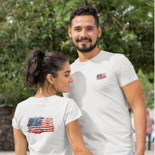 Camiseta Bandeira Americana Grafitada   Design Frente e Ver
