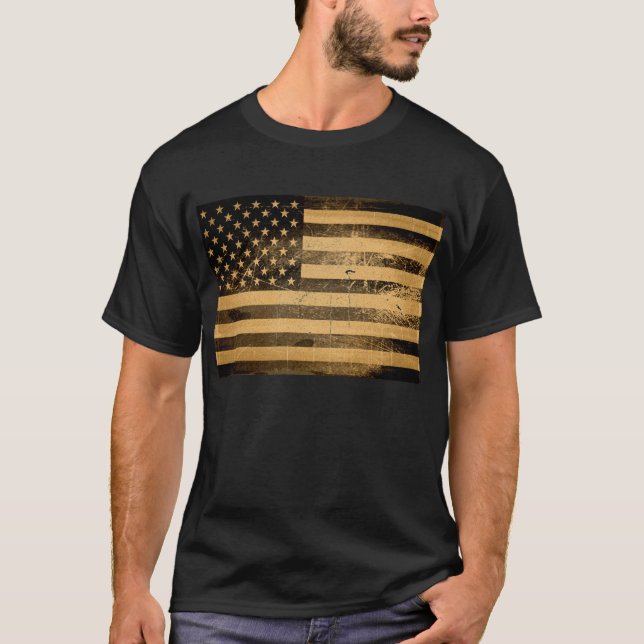 Camiseta Bandeira americana Grunge 4 (Frente)