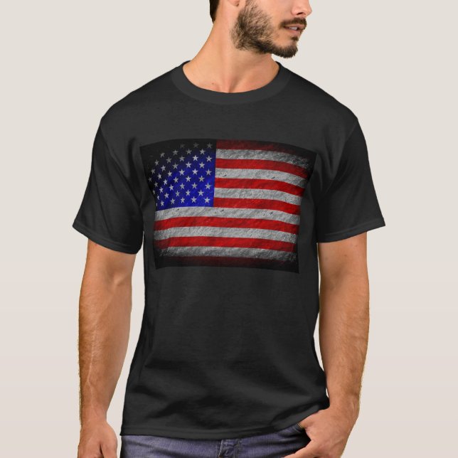 Camiseta Bandeira americana Grunge 5 (Frente)