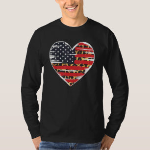 Camiseta Bandeira Americana Heart Leopard Usa Patriótica 4º