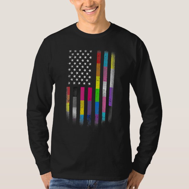 Camiseta Bandeira Americana Homossexual Lgbt Lgbtq Flag 202 (Frente)