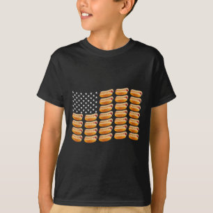 Camiseta Bandeira Americana Hotdog 4 de julho Churrasco Pat
