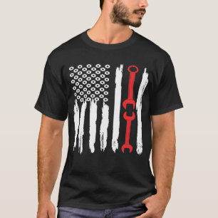 Camiseta Bandeira Americana Ideia Patriótica de Mecânico de