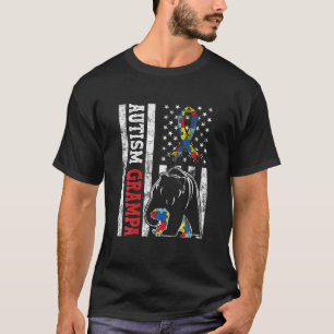 Camiseta Bandeira Americana Incomodada Autismo Grampa Bear