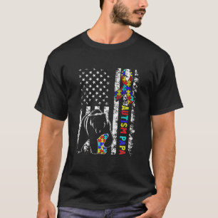 Camiseta Bandeira Americana Incomodada Autismo Papa Bear Aw