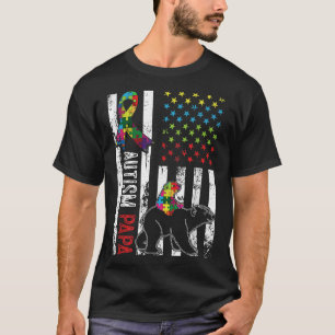 Camiseta Bandeira Americana Incomodada Autismo Papa Bear Aw