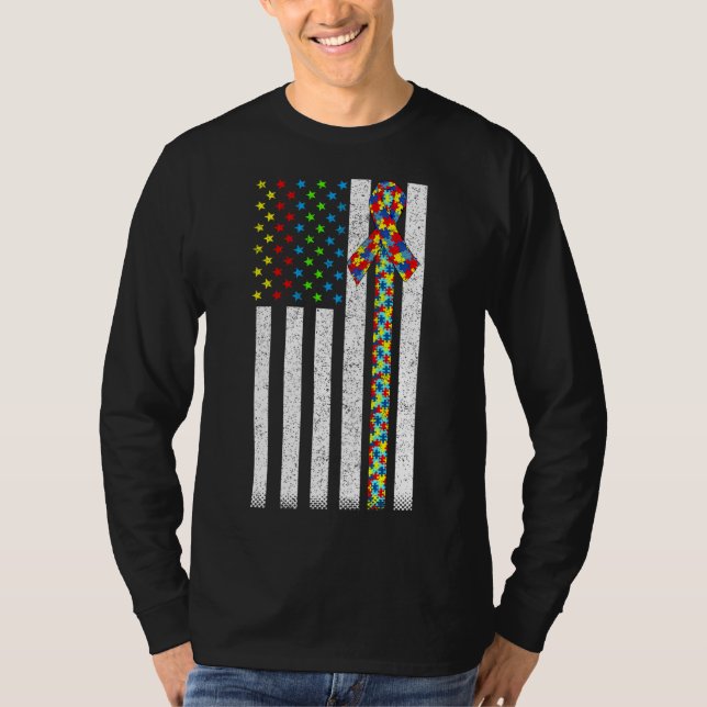 Camiseta Bandeira Americana Incomodava Autismo Ativo (Frente)