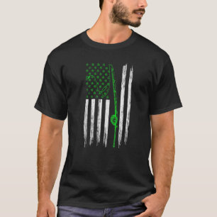 Camiseta Bandeira Americana Irlandesa Angustiada Pesca Dia