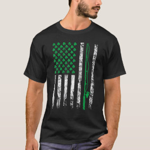 Camiseta Bandeira americana irlandesa pesca peixe St Patric