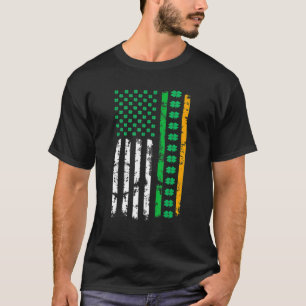 Camiseta Bandeira Americana Irlandesa Retro Distressed Flag