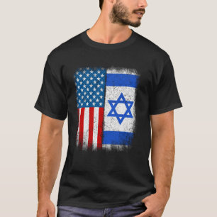 Camiseta Bandeira Americana Israelense Meio Vintage Israel 