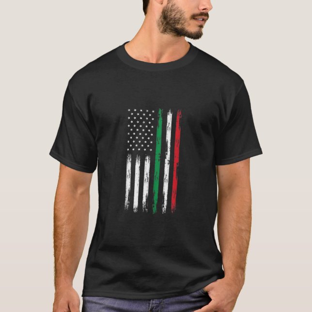 Camiseta Bandeira Americana Itália Raízes Itália Patriótica (Frente)