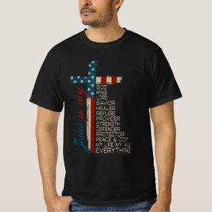 Camiseta Bandeira Americana Jesus É Meu Deus Rei Senhor E S