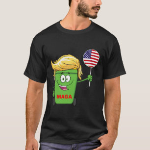 Camiseta Bandeira Americana Lata de Lixo de Desenho Animado