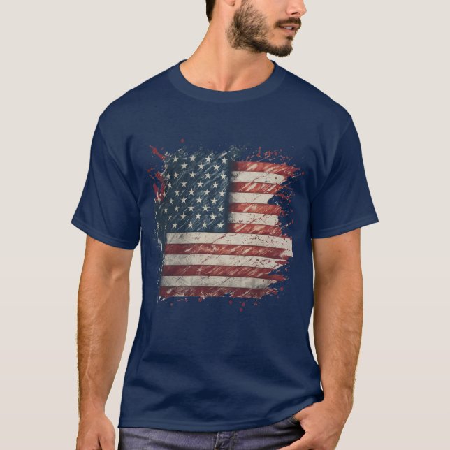 Camiseta Bandeira Americana legal e Patriótica única (Frente)