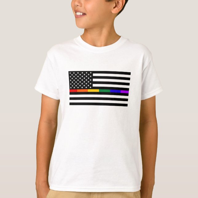Camiseta Bandeira Americana LGBTQ (Frente)