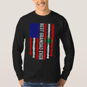 Camiseta Bandeira Americana Líbano Melhor Avô Nunca Familia