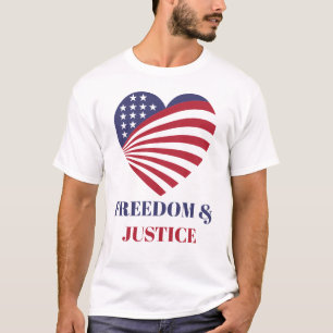 Camiseta Bandeira americana Liberdade & Justiça com Coração