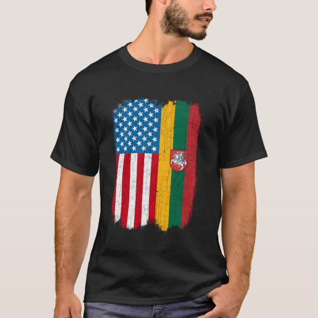 Camiseta Bandeira Americana Lituânia (Frente)