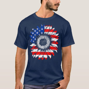 Camiseta Bandeira Americana Lover Sunflower Tshirt Patrióti