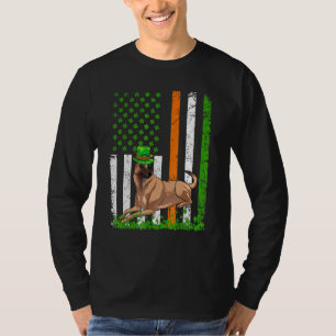 Camiseta Bandeira Americana Malinois Dog St Patricks Da
