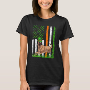 Camiseta Bandeira Americana Malinois Dog St Patricks Da