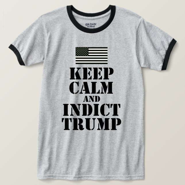 Camiseta Bandeira americana: Mantenha calmo e processe o (Frente do Design)