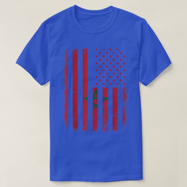 Camiseta Bandeira Americana Marroquina Roots Marrocos Amer (Frente do Design)
