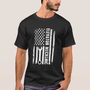Camiseta Bandeira Americana Mecânico de Elevador Dia de São