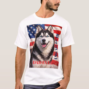 Camiseta Bandeira Americana Melhor Pai do Mundo Husky Cacho